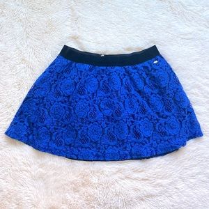 Aeropostale Blue Floral Lace Mini Skirt